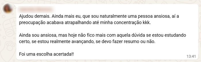 Depoimento de aluno